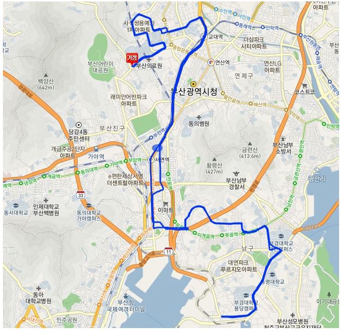 부산 10번 버스 노선 시간표 정보(교대역-범내골역-대연역)