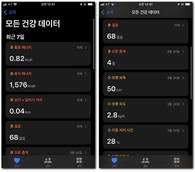 아이폰 피트니스 앱으로 걸음 수치 파악하기