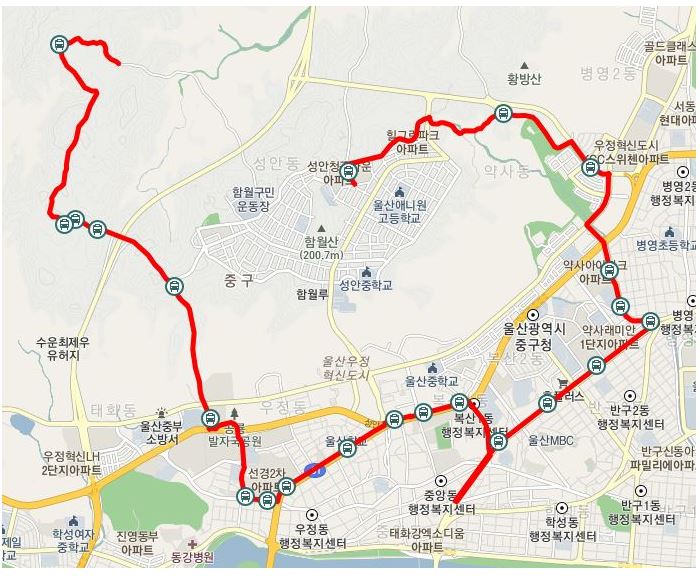 울산 10번 버스 노선 찾기(선우시장-울산MBC-축산농협)
