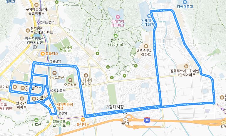 김해 2번 버스 노선 안내(김해터미널-인제대역-자성공원)