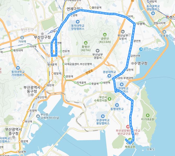 부산 20번 버스 노선 시간표 정보(용호동-광안역-서면지하상가)
